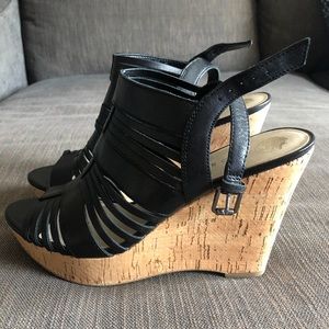 Franco Sarto Sombre open toe caged wedges